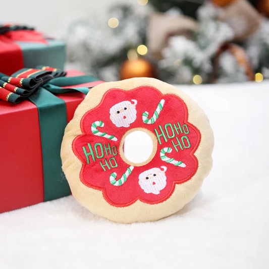 Santa Donut Squeaky Toy