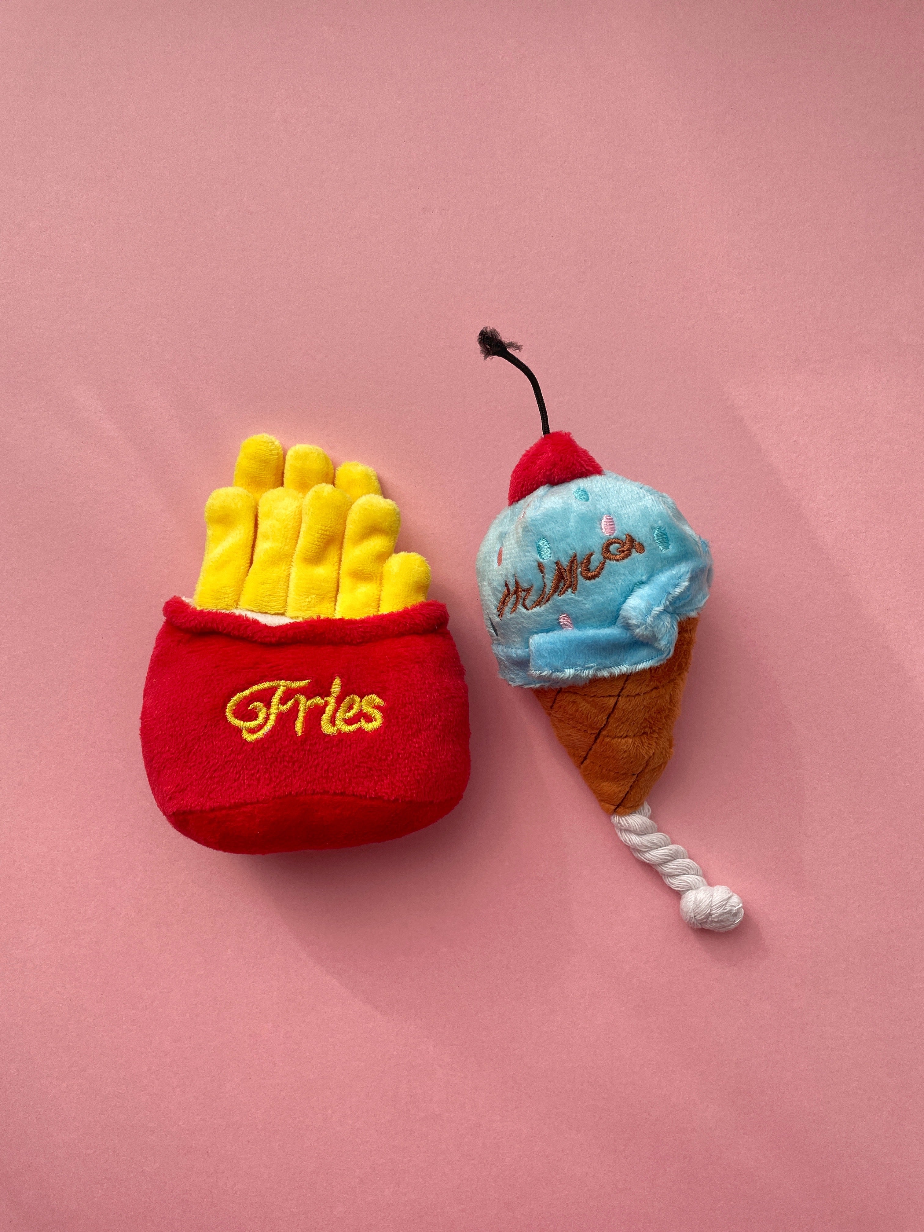 Fries & Blue Ice Cream Dog Toy Bundle