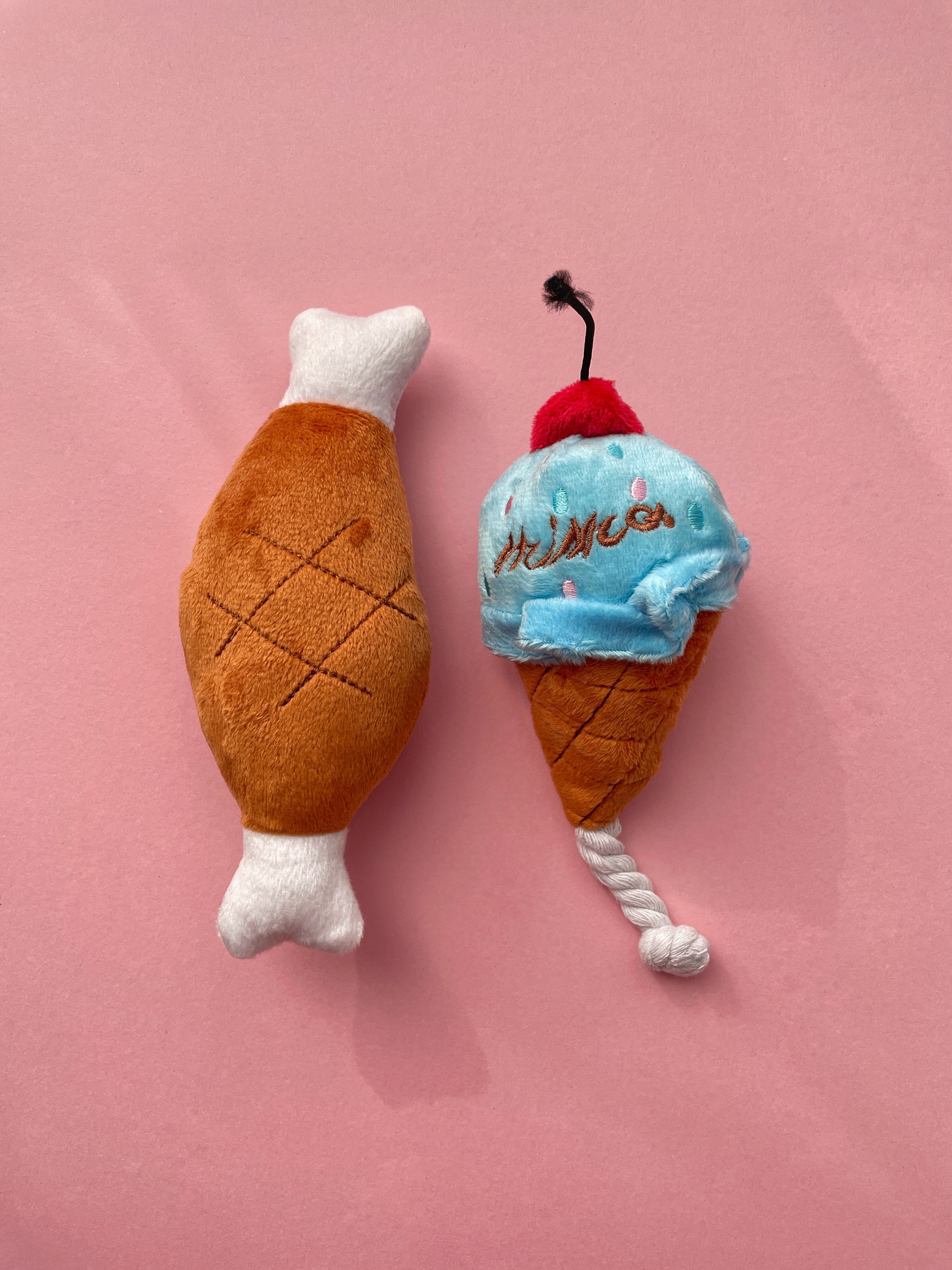 Drumstick & Blue Ice Cream Dog Toy Bundle