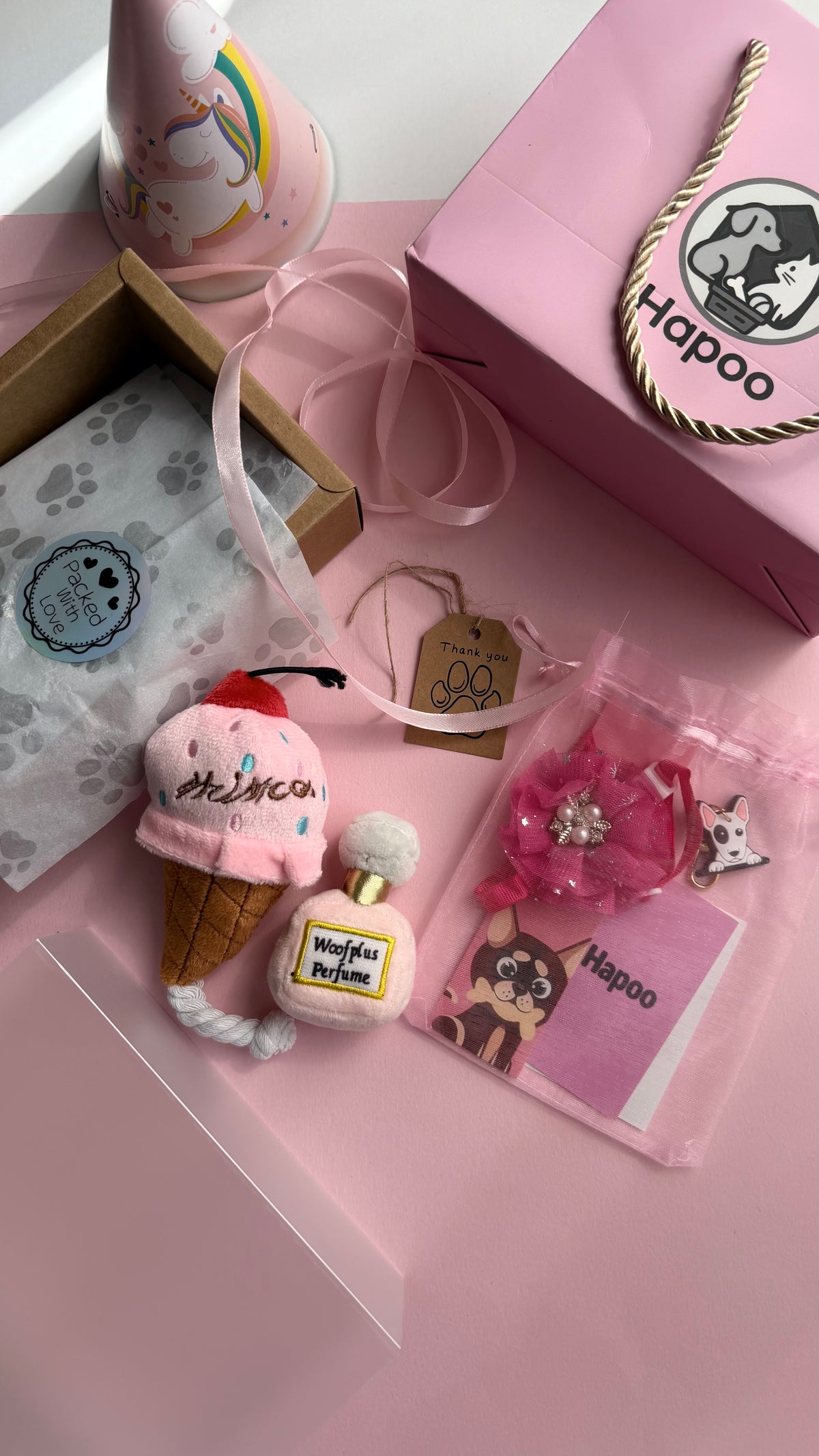 Pink Ice Cream & Perfume Dog Toy Bundle