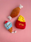 Blue Ice Cream, Drumstick & Fries Dog Toy Bundle