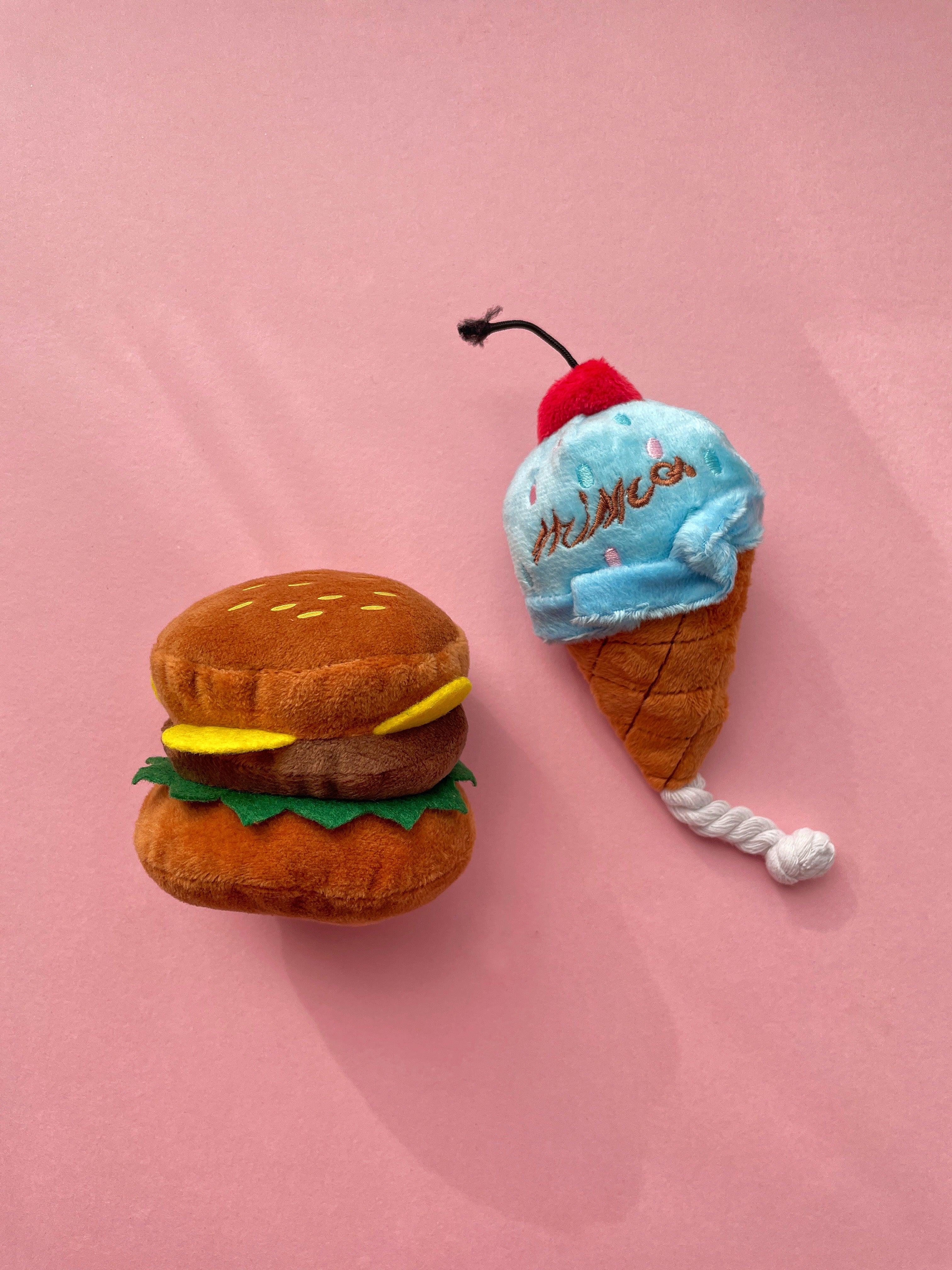 Burger & Blue Ice Cream Dog Toy Bundle