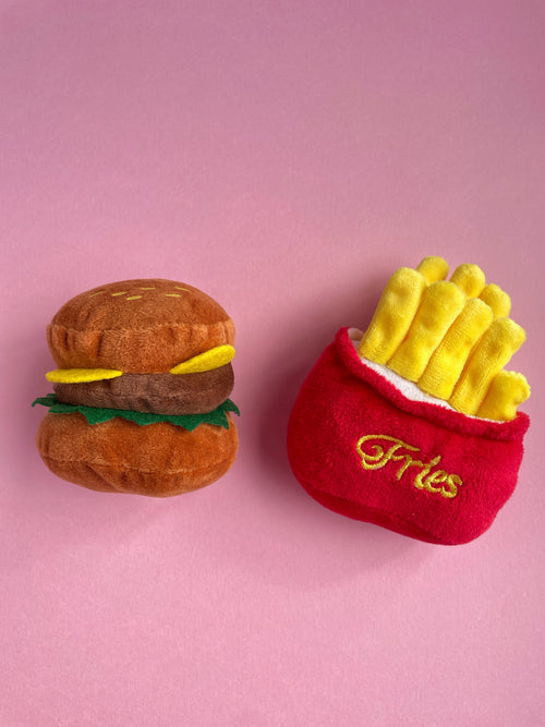 Burger & Fries Dog Toy Bundle