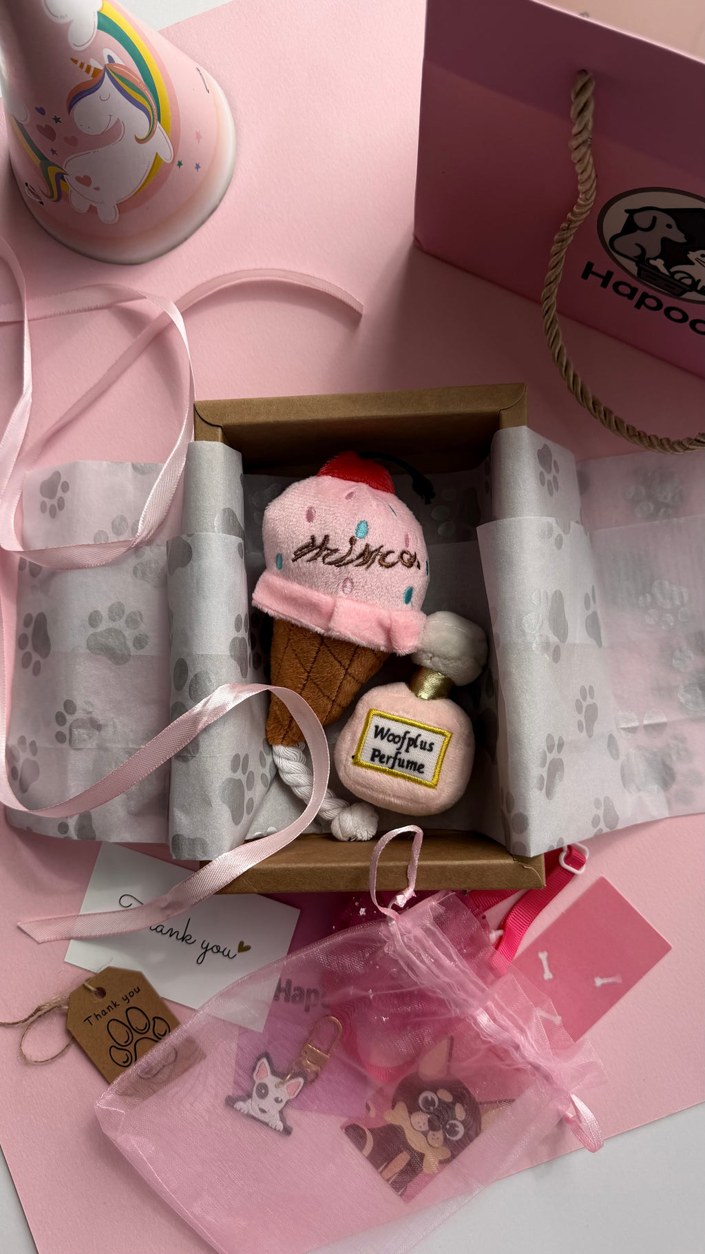 Pink Ice Cream & Perfume Dog Toy Bundle