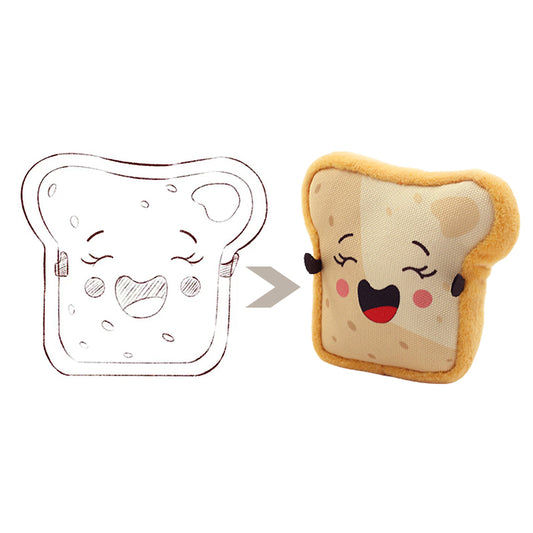 🍞Hapoo Plush Toast Dog Toy – Squeaky, Durable & Teeth Cleaning Fun