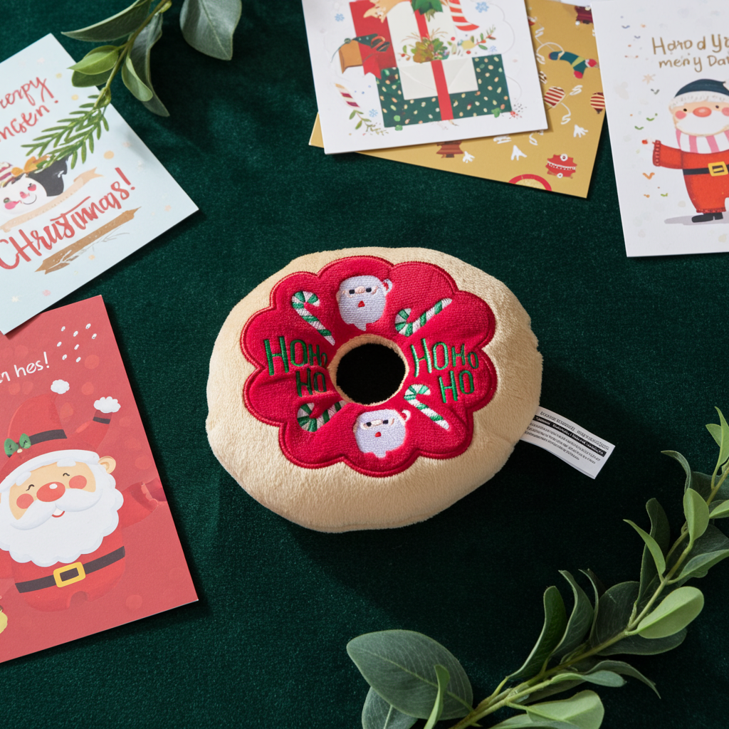 Santa Donut Squeaky Toy