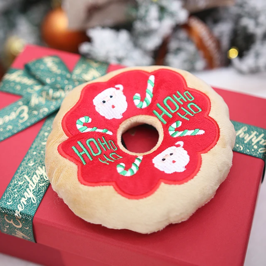 Santa Donut Squeaky Toy